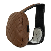 Cojín ajustable para reposacabezas de coche de cuero ecológico, patrón de rombo marrón