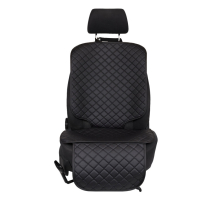 Protector de asiento para silla infantil de cuero ecológico, patrón de rombo negro