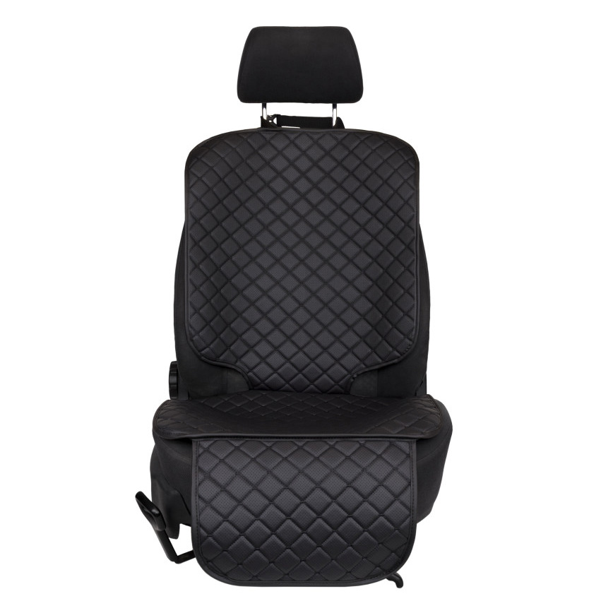 Protector de asiento para silla infantil de cuero ecológico, patrón de rombo negro