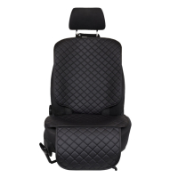 Protector de asiento para silla infantil de cuero ecológico, patrón de rombo negro