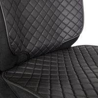 Protector de asiento para silla infantil de cuero ecológico, patrón de rombo negro